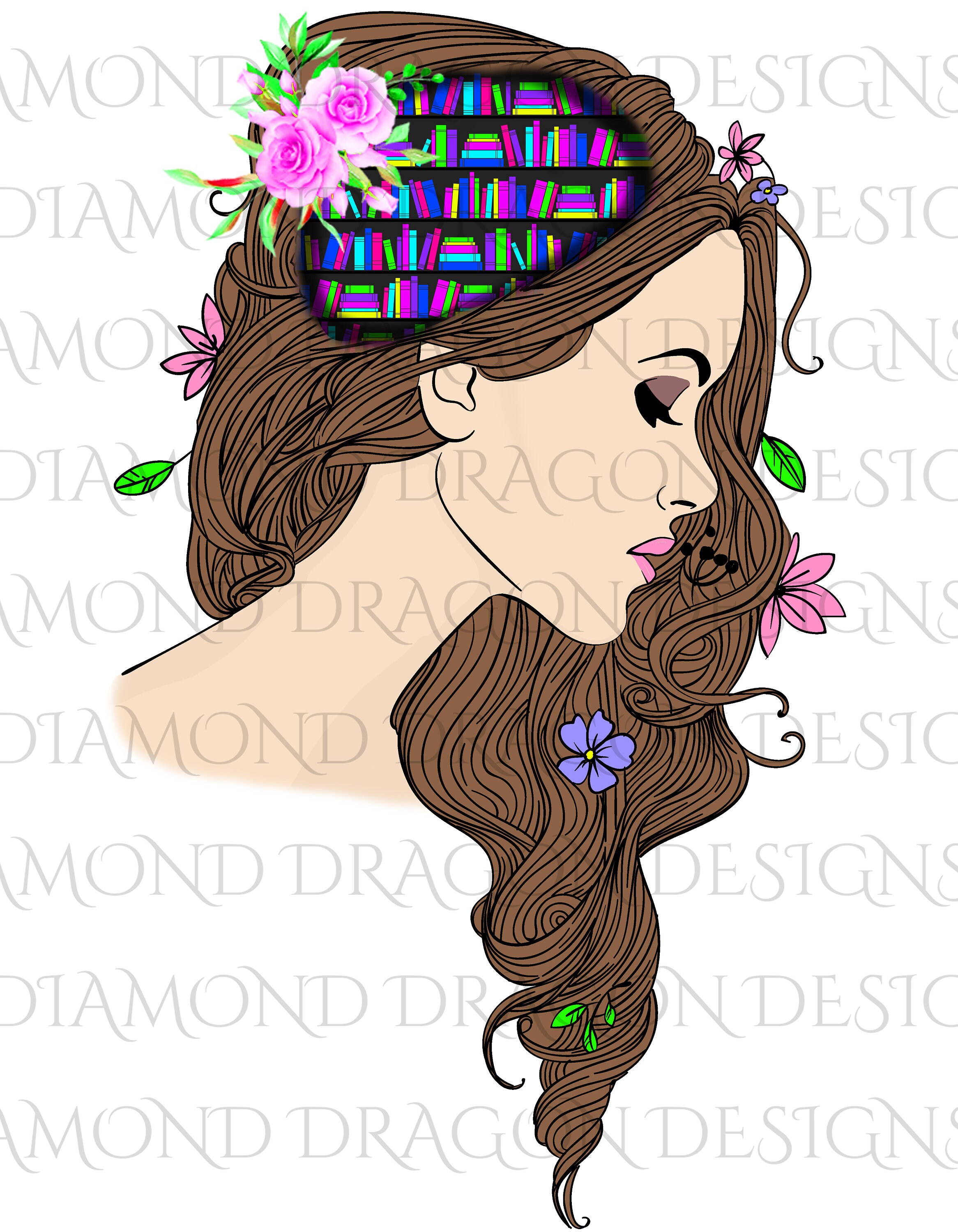 Just a Girl Who Loves Books, Lady Library, A Well Read Woman, Book Girl, Book Lover, One More Chapter, Waterslide,Digital Image Download,PNG