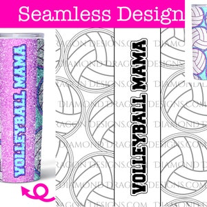 VolleyBall Tumbler Burst Template, SEAMLESS, Volleyball Mama Burst, PNG Cut File, Straight, Tumbler Burst Design, Wrap, Stencil, 20oz -24oz