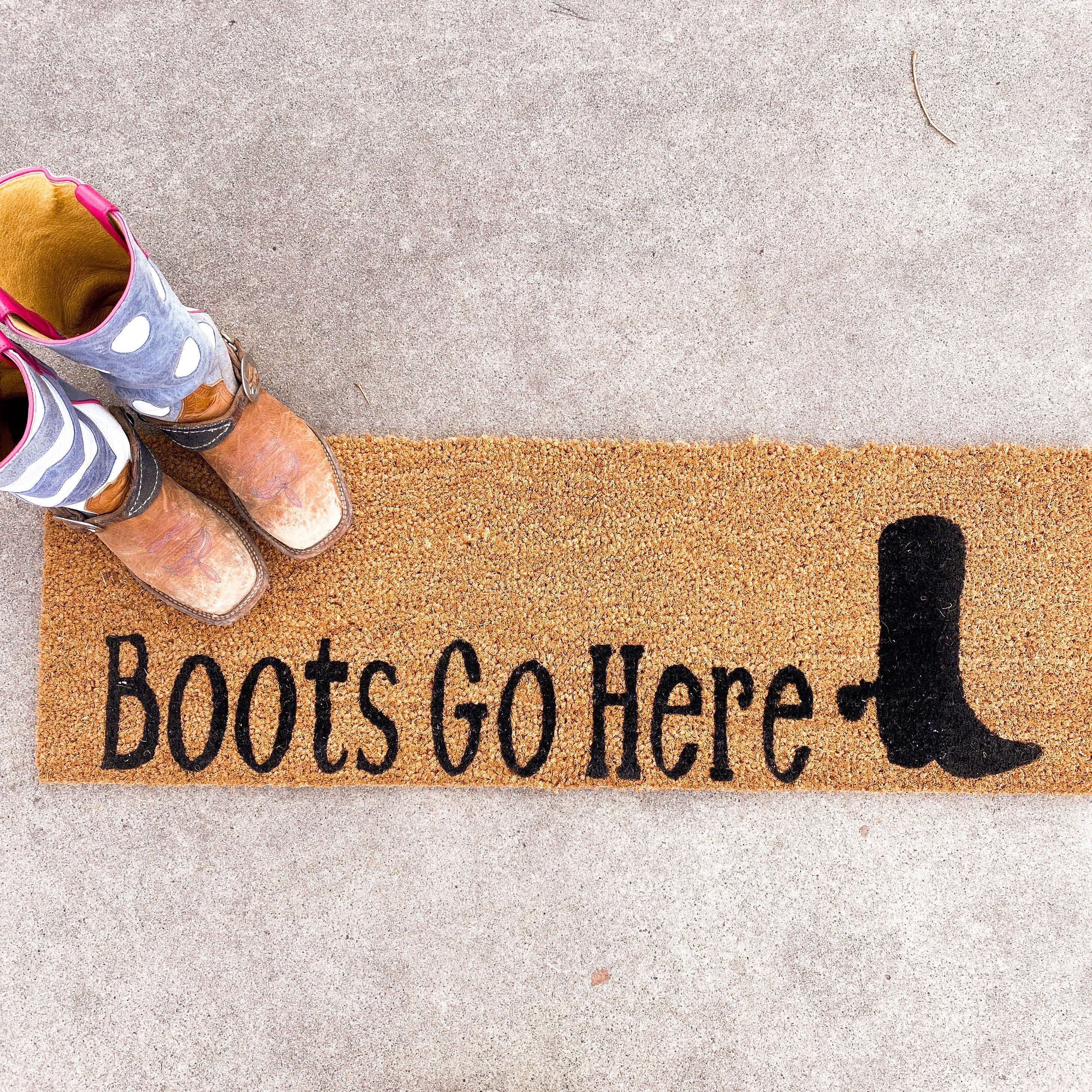 Boots Go Here Doormat, Boots Doormat, Welcome Mat, Personalized Doormat, Cowboy Doormat, Housewarming Gift, Cowgirl Doormat