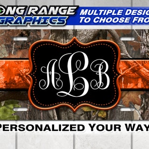 Camo Monogram Name License Plate