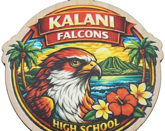Kalani Falcons 2026 Graduation Keepsake Wood Laser Etched and Cut Ornament Gift Lei Engraved Made in Hawaii Ornaments Senior Graduate