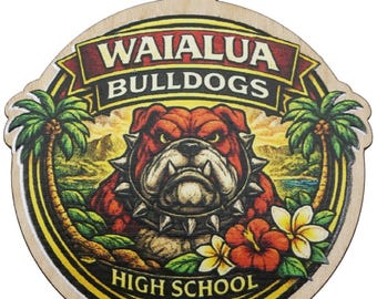 Waialua Bulldogs 2026 Graduation Keepsake Wood Laser Etched and Cut Ornament Gift Lei Engraved Made in Hawaii Ornaments Senior Graduate