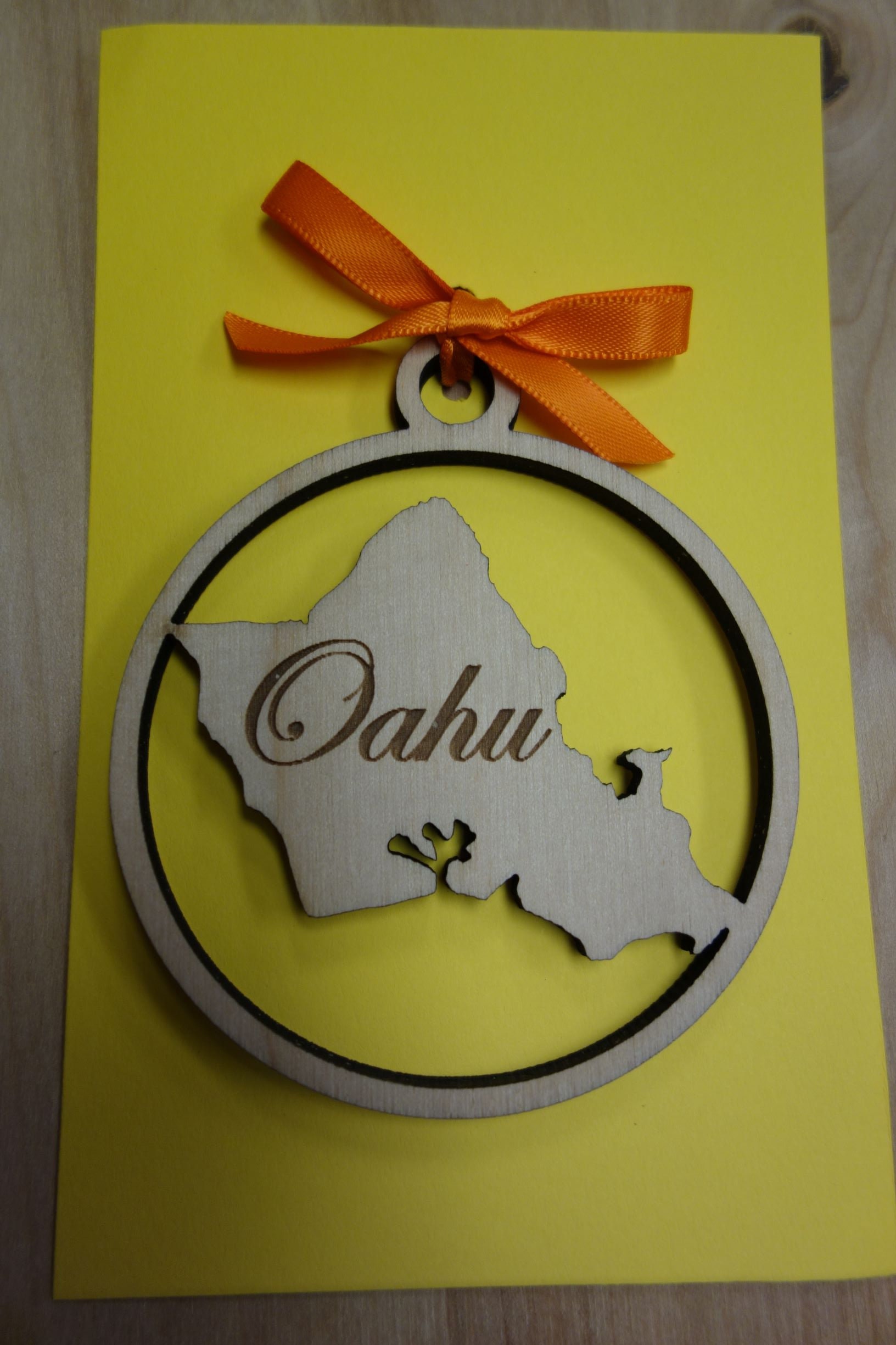 Laser Cut OAHU ISLAND Wooden Hawaii Christmas Ornament Made in Etsy