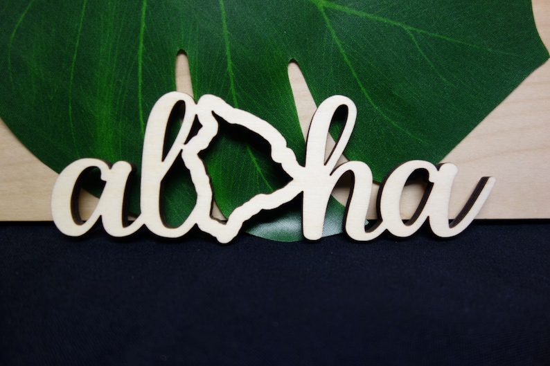 NEW ITEM Laser Cut Wooden Aloha With Big Island Hawaii Wood Etsy