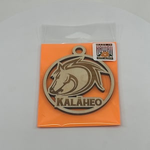 Kalaheo Mustangs 2025 Graduation Keepsake Wood Laser Etched and Cut Ornament Gift Lei Engraved Made in Hawaii Ornaments Senior Graduate