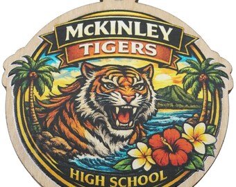 McKinley Tigers 2026 Graduation Keepsake Wood Laser Etched and Cut Ornament Gift Lei Engraved Made in Hawaii Ornaments Senior Graduate