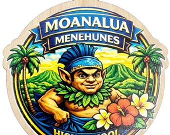 Moanalua Menehunes 2026 Graduation Keepsake Wood Laser Etched and Cut Ornament Gift Lei Engraved Made in Hawaii Ornaments Senior Graduate