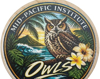Mid-Pacific Institute Owls 2026 Graduation Keepsake Wood Laser Cut Ornament Gift Lei Engraved Made in Hawaii Ornaments Senior Graduate
