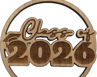 Class Of 2026 Graduation Keepsake Wooden Laser Etched and Cut Ornament Gift Lei Engraved Made in Hawaii Ornaments Senior Graduate