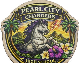 Pearl City Chargers 2026 Graduation Keepsake Wood Laser Etched and Cut Ornament Gift Lei Engraved Made in Hawaii Ornaments Senior Graduate