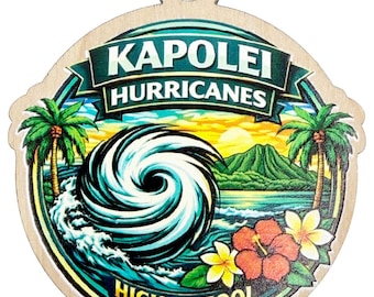 Kapolei Hurricanes 2026 Graduation Keepsake Wood Laser Etched and Cut Ornament Gift Lei Engraved Made in Hawaii Ornaments Senior Graduate