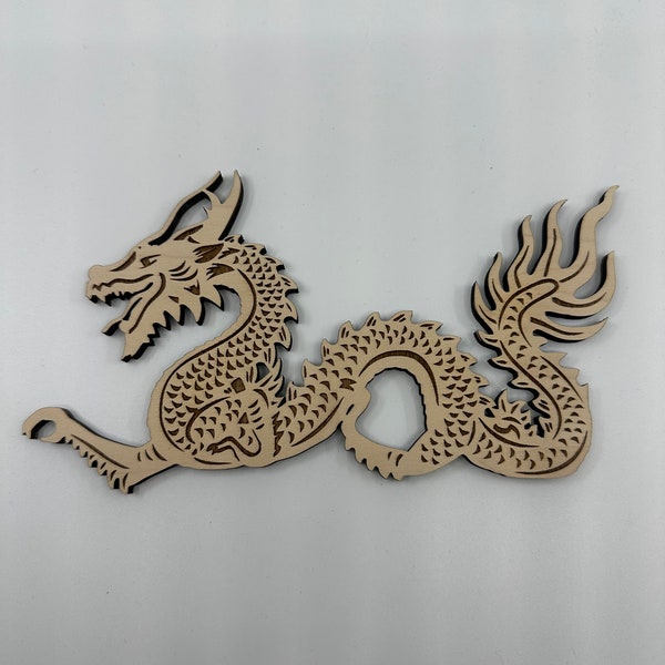 Handcrafted Laser-Cut Wooden Dragon Memento | Intricate Home Decor | Fantasy-Themed Artwork | Unique Gift Idea | 2024 Year of the Dragon