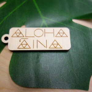 Laser Cut Wood Aloha 'aina Key Chain Maunakea Triangles Wooden Etched ...
