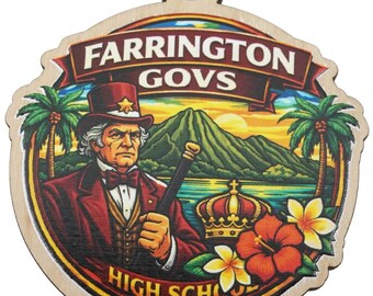Farrington Govs 2026 Graduation Keepsake Wood Laser Etched and Cut Ornament Gift Lei Engraved Made in Hawaii Ornaments Senior Graduate