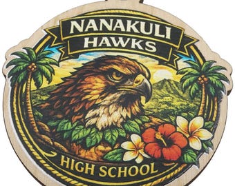 Nanakuli Hawks 2026 Graduation Keepsake Wood Laser Etched and Cut Ornament Gift Lei Engraved Made in Hawaii Ornaments Senior Graduate