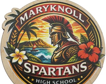 Maryknoll Spartans 2026 Graduation Keepsake Wood Laser Cut Ornament Gift Lei Engraved Made in Hawaii Ornaments Senior Graduate