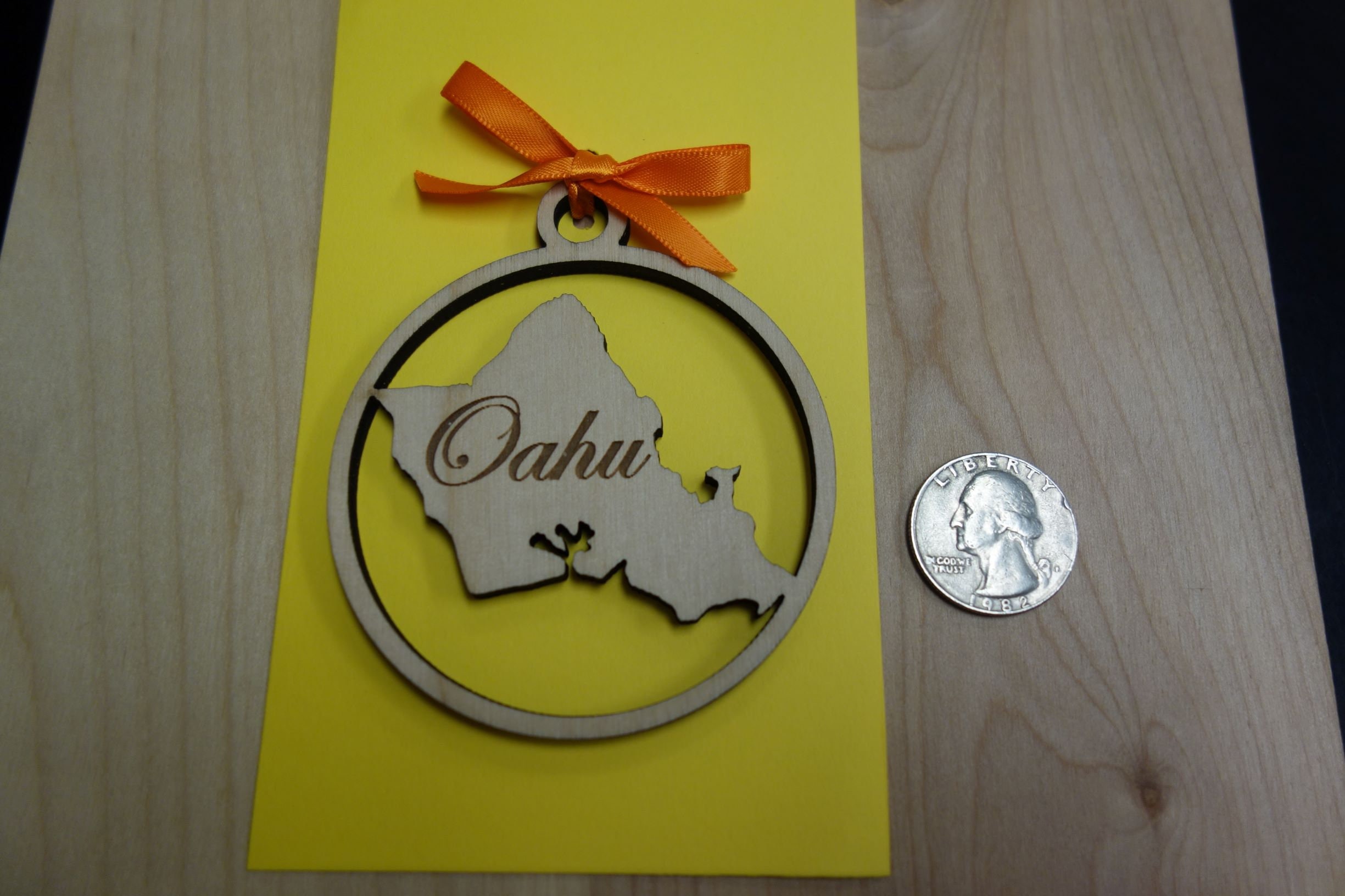 Laser Cut OAHU ISLAND Wooden Hawaii Christmas Ornament Made in Etsy