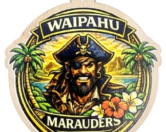 Waipahu Marauders 2026 Graduation Keepsake Wood Laser Etched and Cut Ornament Gift Lei Engraved Made in Hawaii Ornaments Senior Graduate