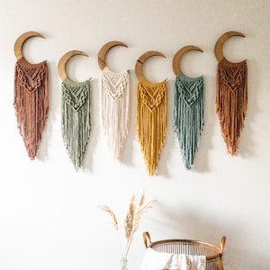 Luna Moon Wall Hanging | Macrame Moon | Wooden Moon Decor