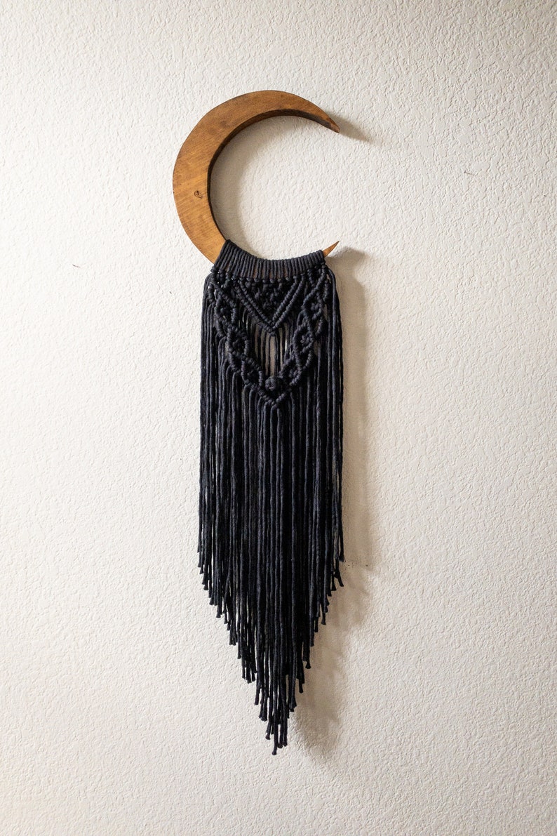 Luna Moon Wall Hanging Macrame Moon Wooden Moon Decor Etsy