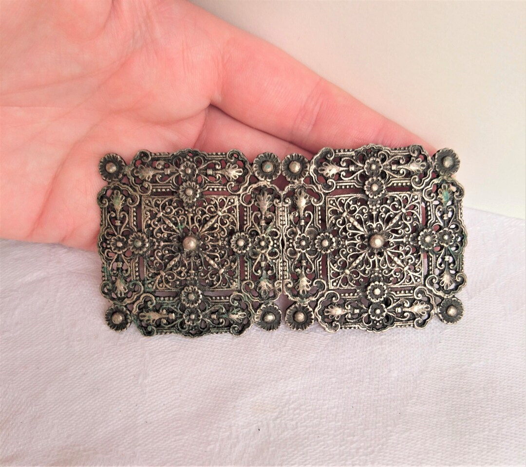 Victorian Silver Nurse Belt Buckle Openwork 1800s Antique Hand Etsy