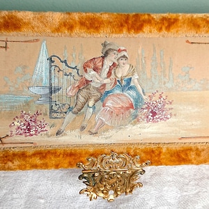 Antik fransk viktoriansk handskfack smyckesamlarkista Napoleon III barockstil