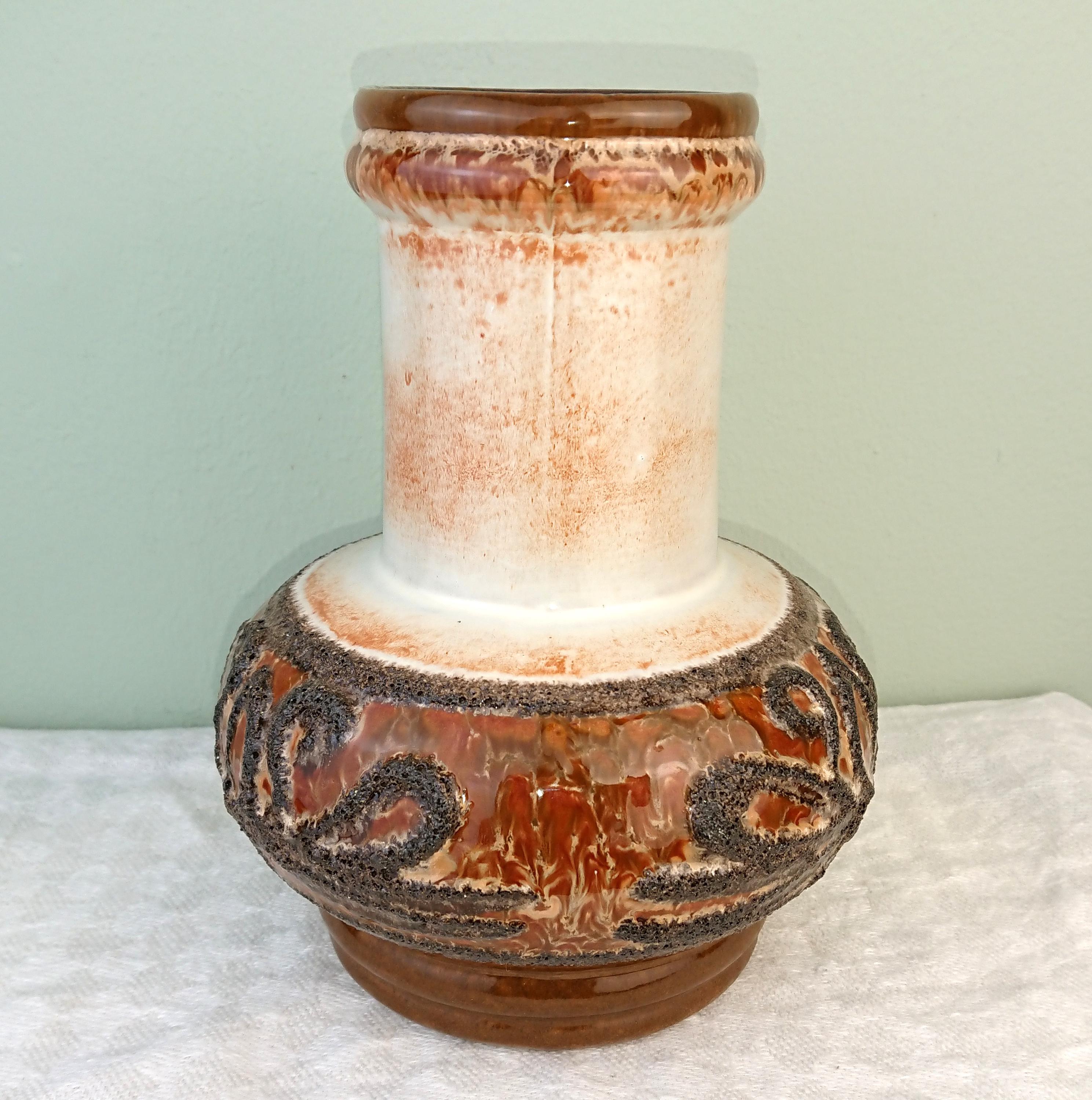 60s Strehla Fat Lava Vase Art Ceramic 1419 DDR East Germany