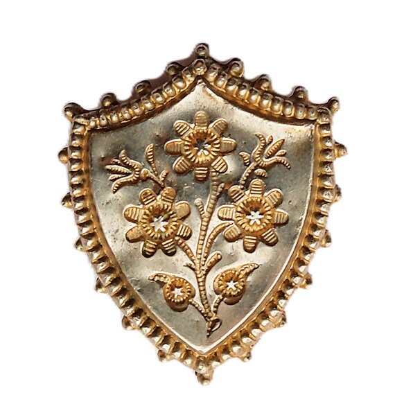 Antique brooch metal 1800s collectible Victorian Etruscan revival style