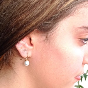 Pearl gold earrings 14K/585, unique design pearl, handmade item, yellow gold 14K pearl earrings, four colours pearl, unique pearl earrings.