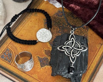 SIMBOLIKS Esoteric Protection Jewelry Set, Witch's Knot Pendant, Archangel Ring, Tetragrammaton Bracelet