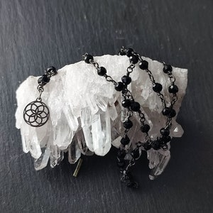 SIMBOLIKS Catena con cristalli, seme della vita in acciaio inossidabile, geometria sacra, regalo femminile, ciondolo protettivo, yoga, boho chic, confezione regalo