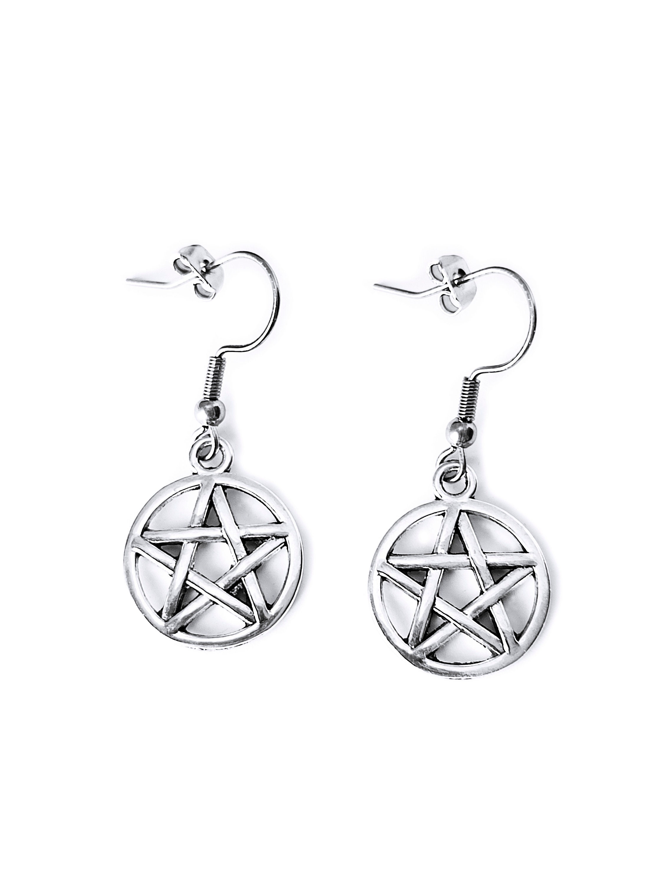 SIMBOLIKS Earrings With Pentagram Symbol Pagan Wiccan - Etsy