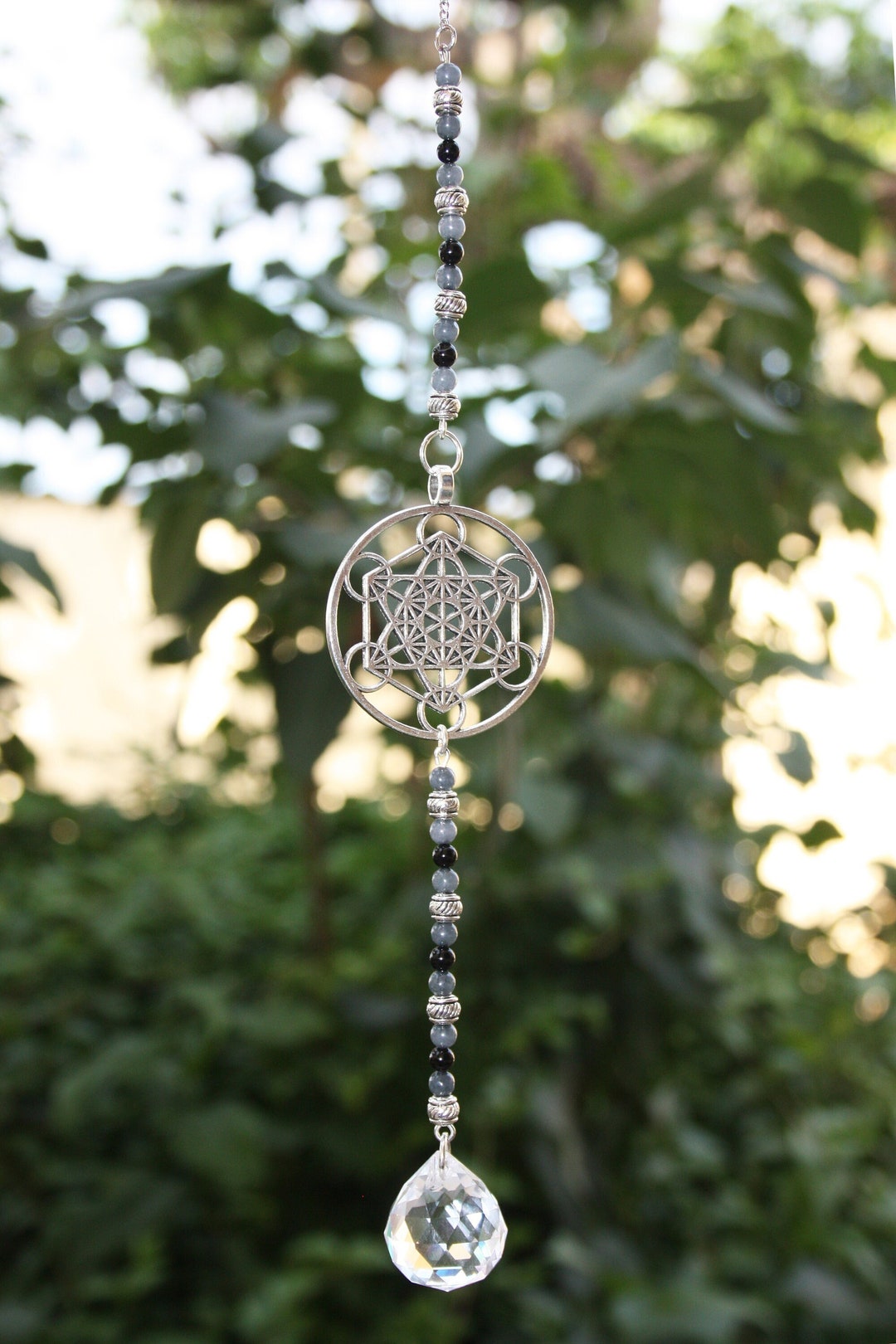 SIMBOLIKS Mobile With Metatron Symbol and Faceted Crystal Sphere, Feng ...