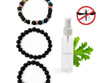 Lava Stone Aromatherapy Bracelet Kit, Citronella Spray, Mosquito Repellent