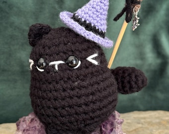 Crochet Witch Cat Amigurumi, Halloween Esoteric Decor