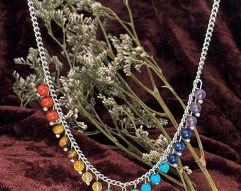 SIMBOLIKS Natural Stone Necklace for Women, Multicolor Crystal and Gemstone Necklace, Boho Spiritual Jewelry, Chakra Necklace and Protection