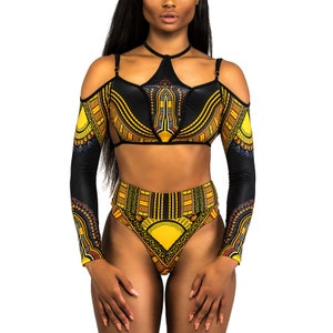 Plus size african hotsell print bathing suit