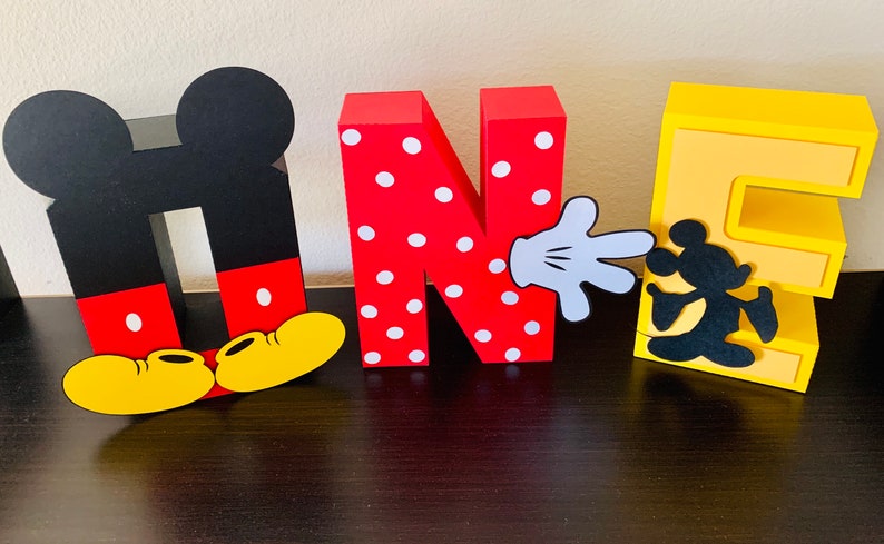 Cartoon Mouse Inspired 3D Letters, First Birthday, Mouse Theme, Free standing Mouse Letter, ONE Birthday image 3