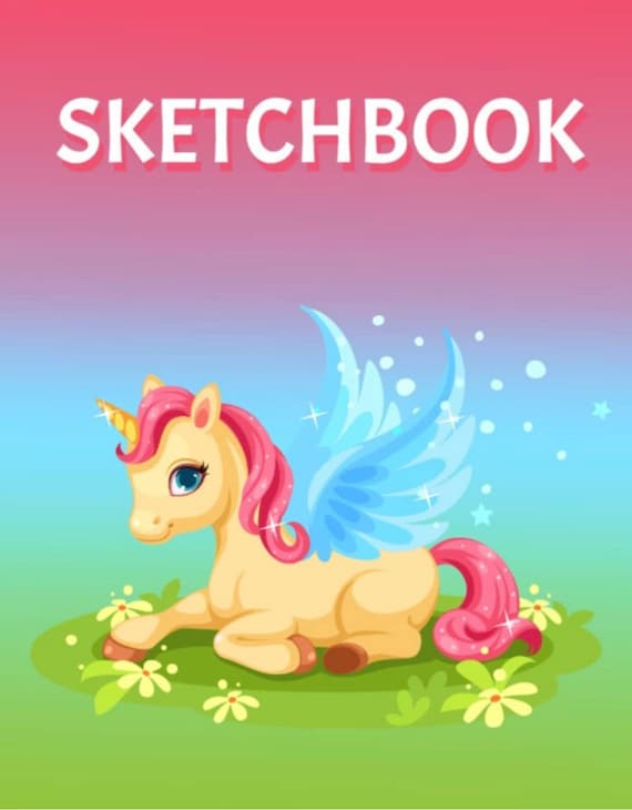 Cute Unicorn Sketchbook for Kids, Unicorn Large Sketchbook for