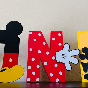 Cartoon Mouse Inspired 3D Letters, First Birthday, Mouse Theme, Free standing Mouse Letter, ONE Birthday image 5