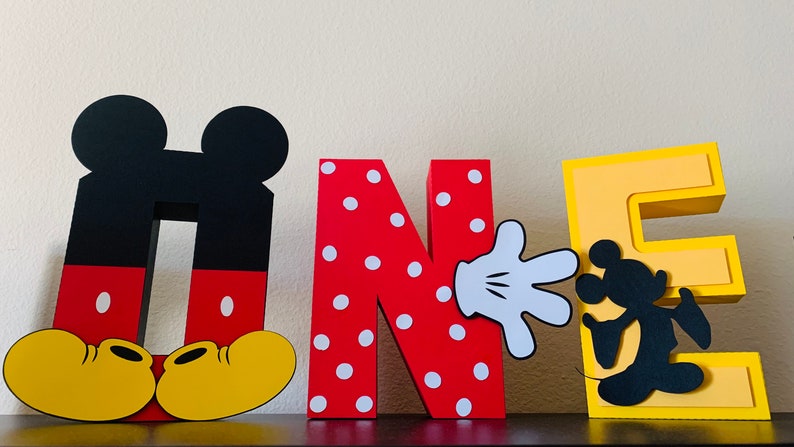 Cartoon Mouse Inspired 3D Letters, First Birthday, Mouse Theme, Free standing Mouse Letter, ONE Birthday image 5