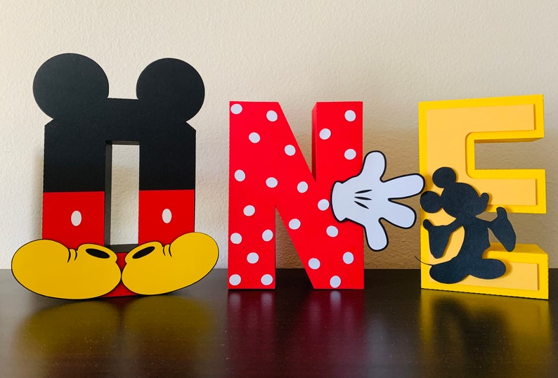 Cartoon Mouse Inspired 3D Letters, First Birthday, Mouse Theme, Free standing Mouse Letter, ONE Birthday image 4