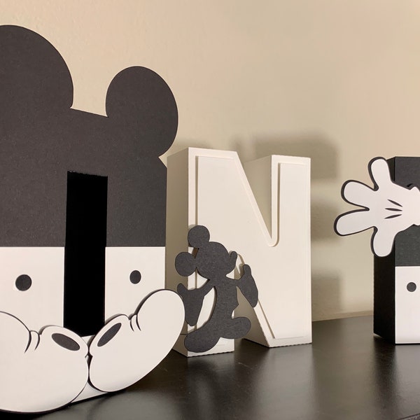 Steamboat Willie 3D Letters, black and white Mouse First Birthday, Steamboat Willie Theme, Free standing 3D Letter, ONE party