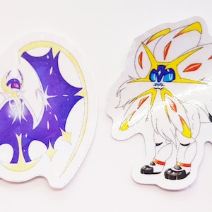 Lunala and Solgaleo | Holographic Stickers | Normal & Shiny Forms