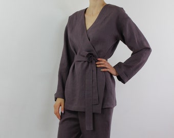 Linen kimono and pants set / Natural linen suit / Linen suit plus  pants / Kimono Suit / Linen suit / Kimono jacket
