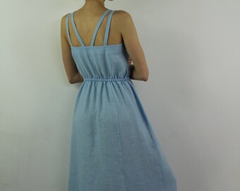 Linen dresses for women, Natural linen women dress, Blue dress, Summer linen dress, Linen clothes, Sleeveless dress, Long dress
