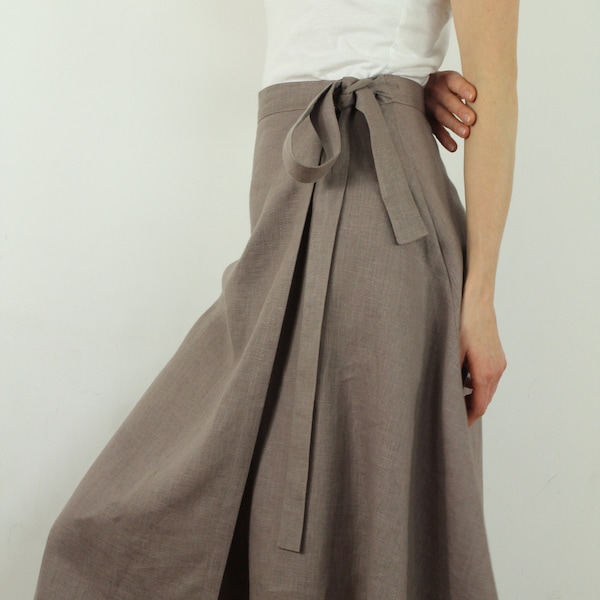 Linen long skirt/ wrap skirt/ summer linen skirt/ modern style skirt/ handmade linen skirt