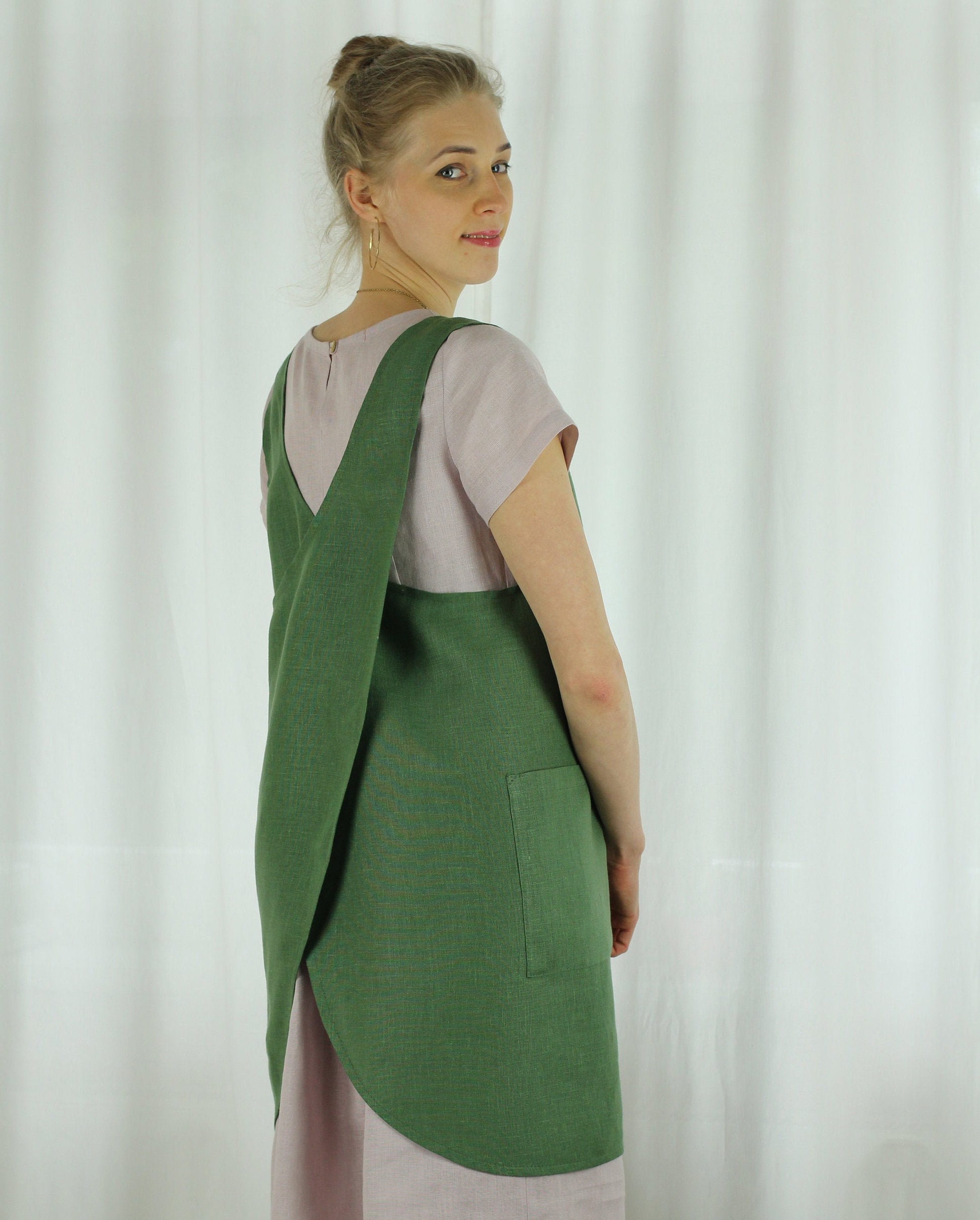 Cross Back Apron - Green