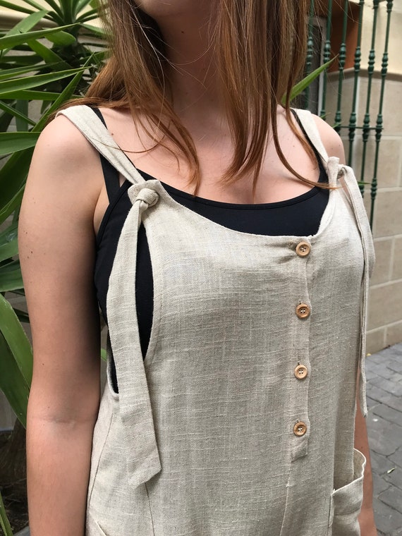 Women Linen Jumpsuit/ Casual Linen Jumpsuits/ Cropped Pants/ - Etsy
