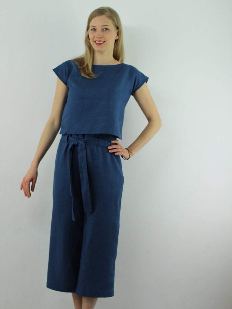 Linen blouse/Linen top/ Navy blue women blouse/Women top/Linen clothing image 7